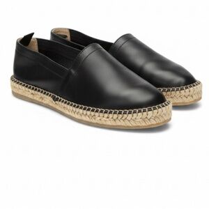 Scarosso “Lola” Black Leather Espadrille Flats Size 9 Like New!